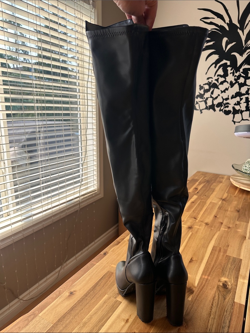 Aldo Black Faux-Leather Over-the-Knee Block Heel Boots - Picture 2 of 5